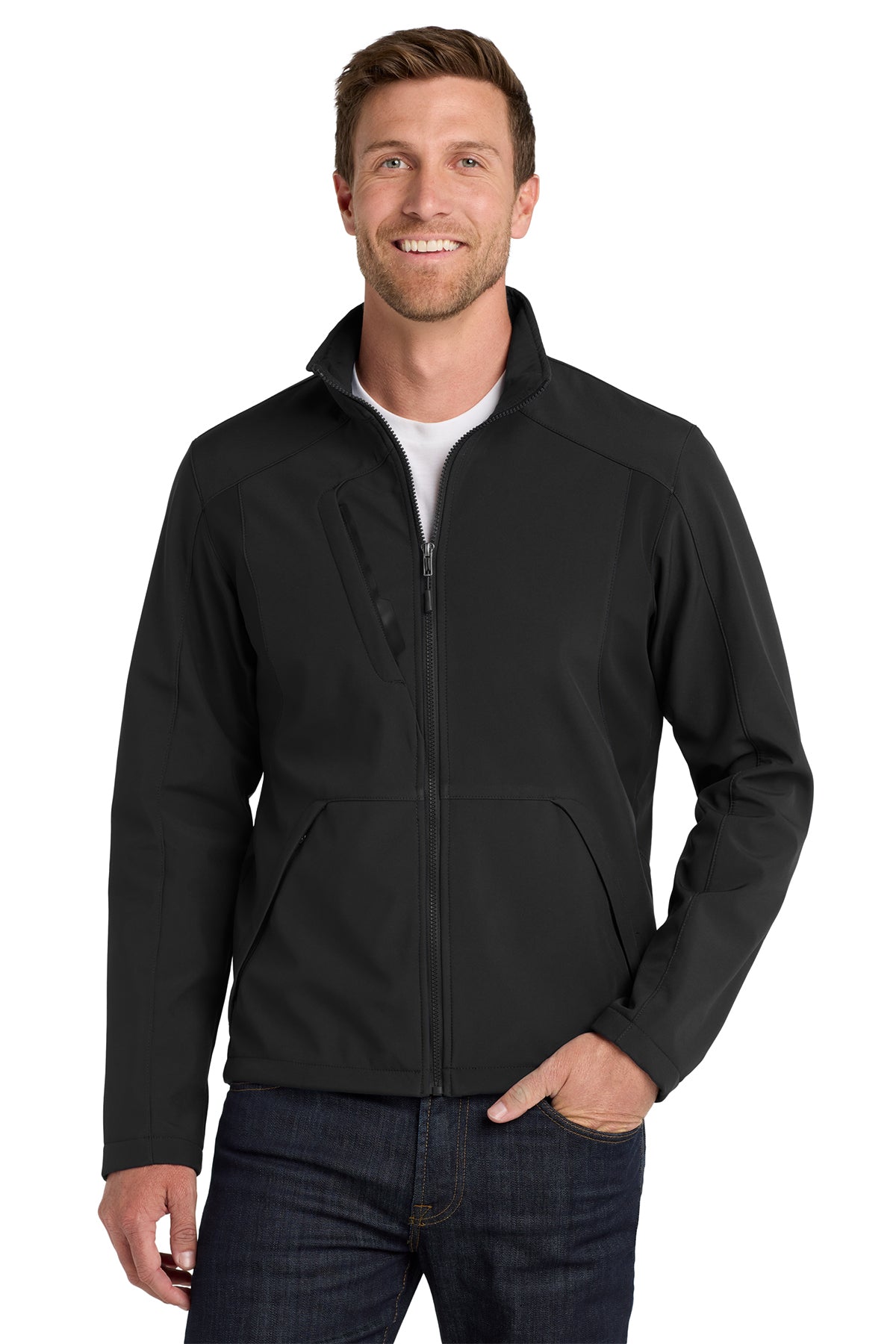Management - Port Authority® Back-Block Soft Shell Jacket (J336-HERRS-MGMT) American Flag-LS