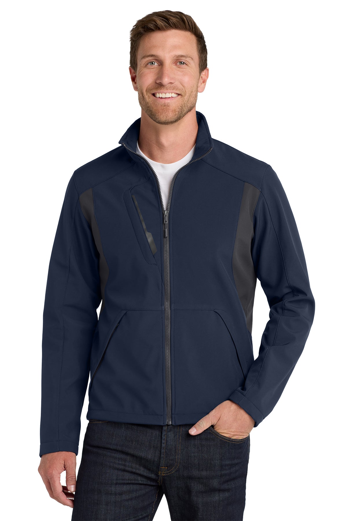 Management - Port Authority® Back-Block Soft Shell Jacket (J336-HERRS-MGMT) American Flag-LS