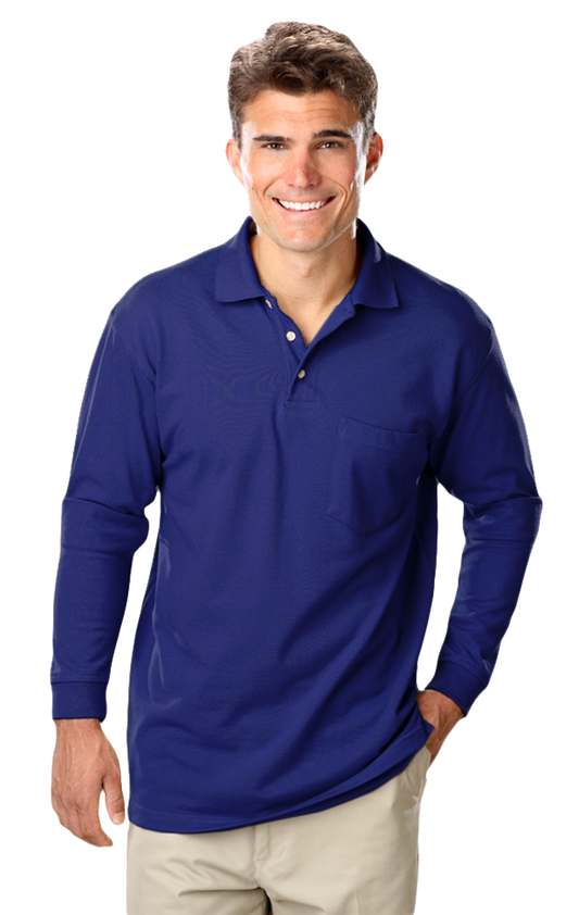Blue Generation Long Sleeve P/C Pocket Polo - 6.7 oz.(BG7208-HERRS)