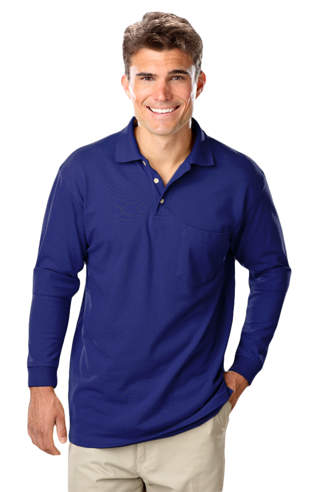 Blue Generation Long Sleeve P/C Pocket Polo - 6.7 oz.(BG7208-HERRS)